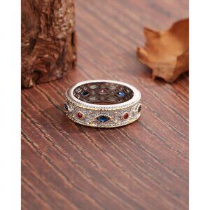 Womens Retro Eye Inlay Zircon18K Gold Plated Ring One size By Jazania Accessorie